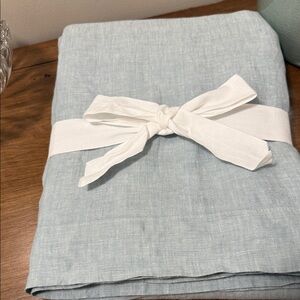 West Elm Chambray Blue European Flax Linen Shower Curtain New Without Tags